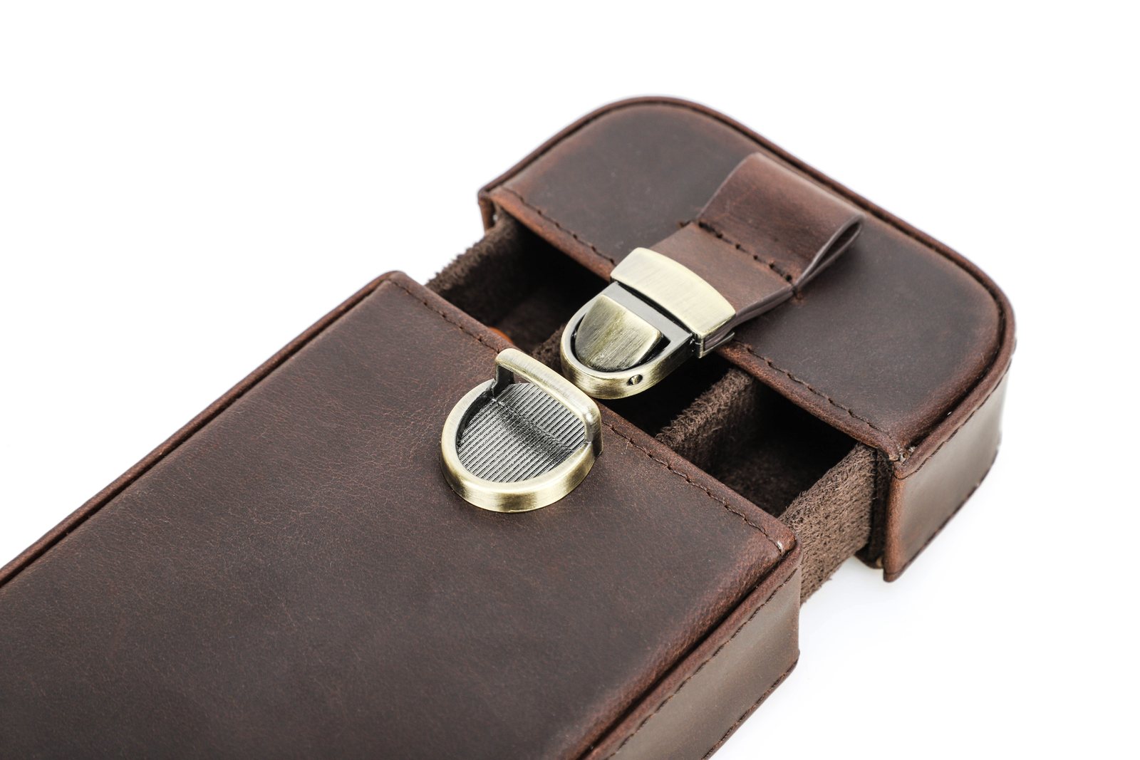 Close-up of the CF5018 round brass press-lock clasp