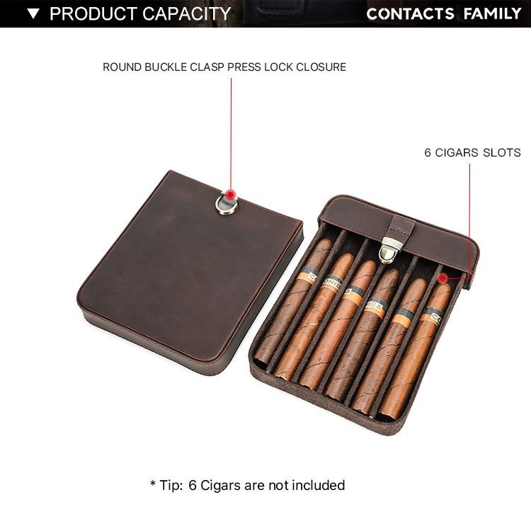 CF5019 capacity: round buckle press-lock closure and 6 cigar slots