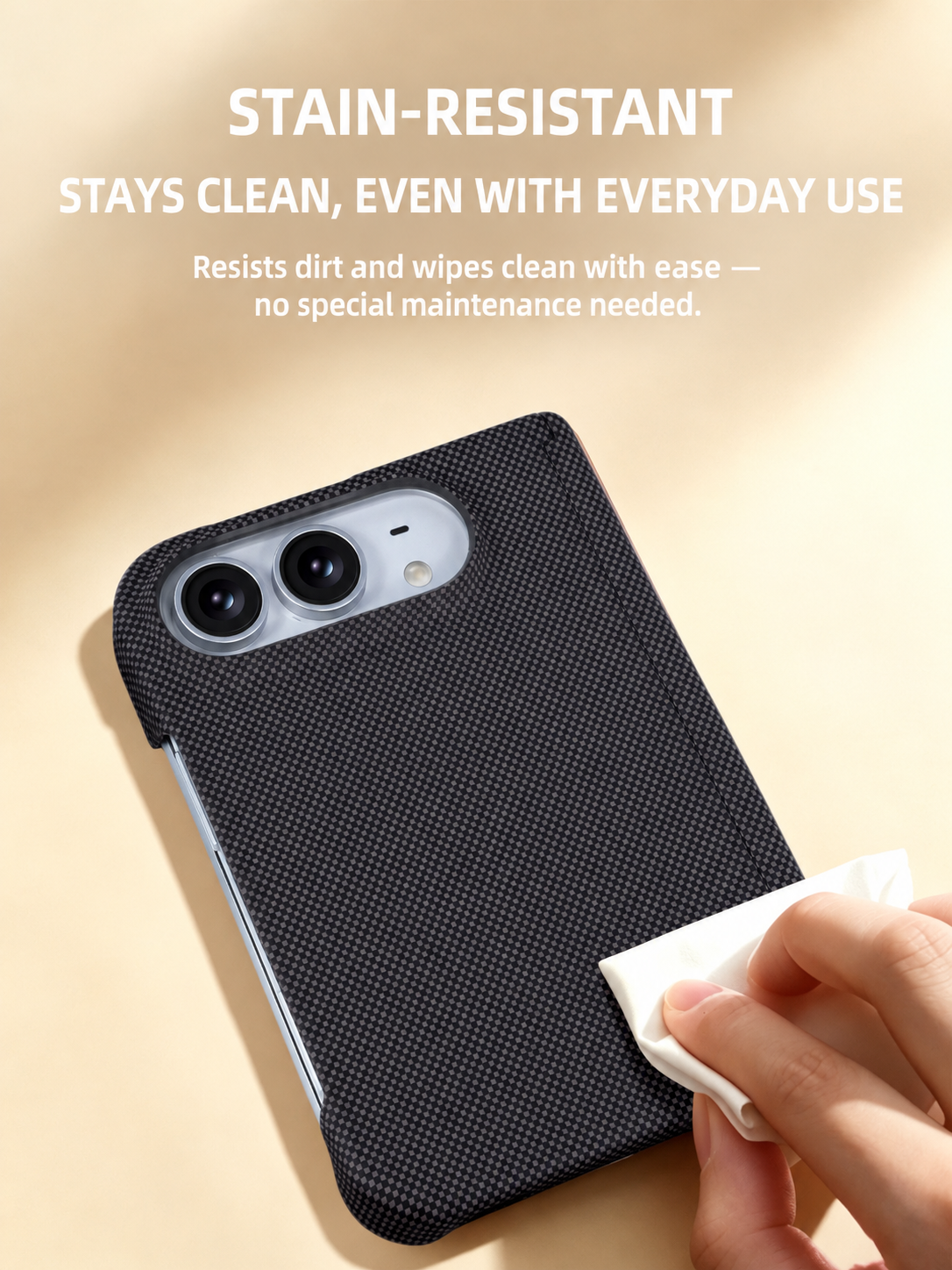 IPHONE Magnetic Hinge Case with Carbon Fiber Texture for iPhone Duo Foldable Phone