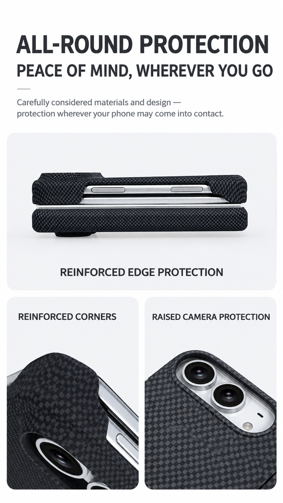 IPHONE Magnetic Hinge Case with Carbon Fiber Texture for iPhone Duo Foldable Phone