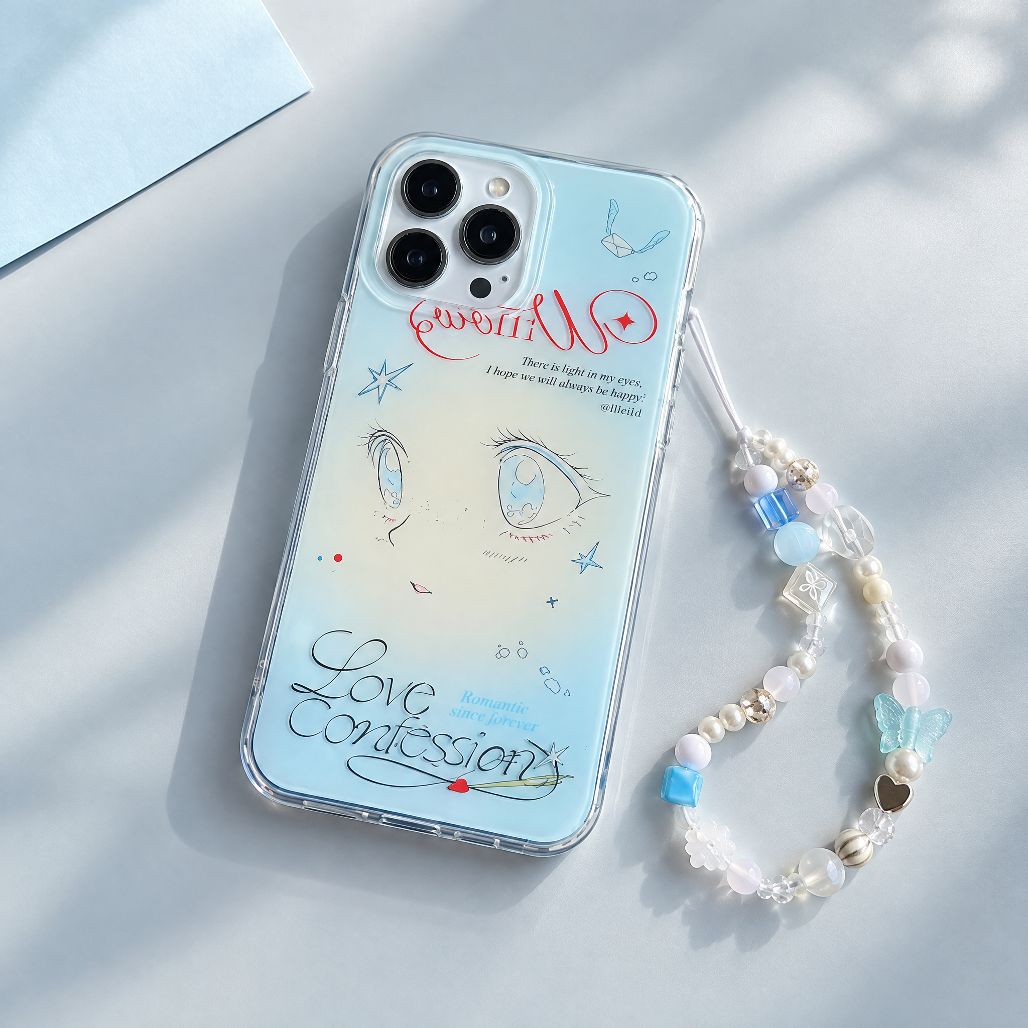 IPHONE Premium Clear iPhone Case with Hand-Drawn Anime Girl Illustration