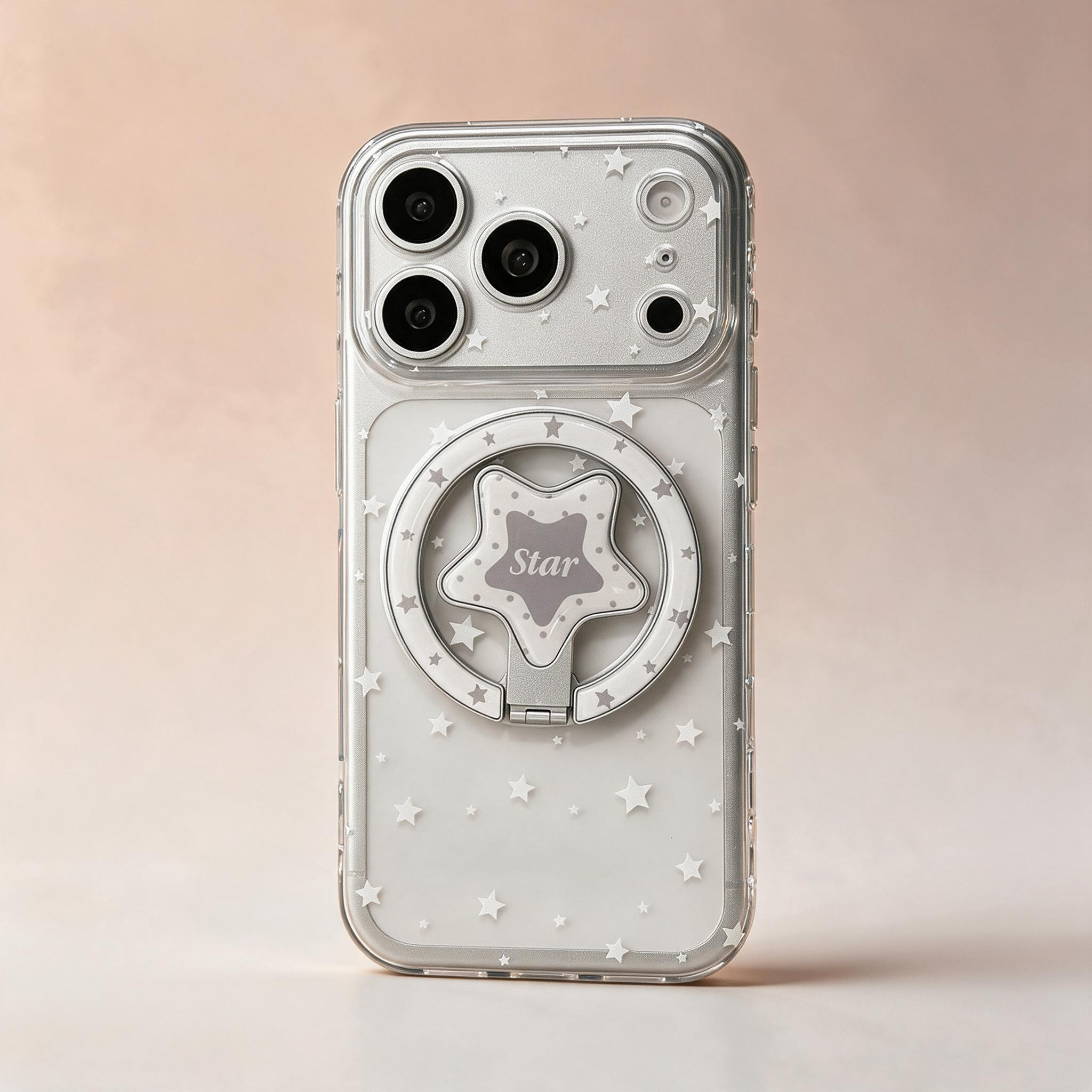IPHON sparkly Clear Star Phone Case with Magnetic Star Kickstand