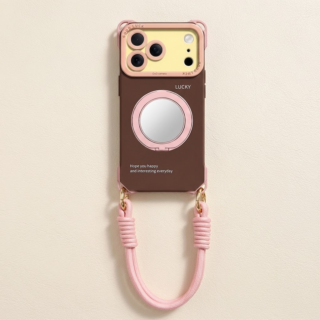 IPHONE vintage-Style Phone Case with Built-in Foldable Vanity Mirror