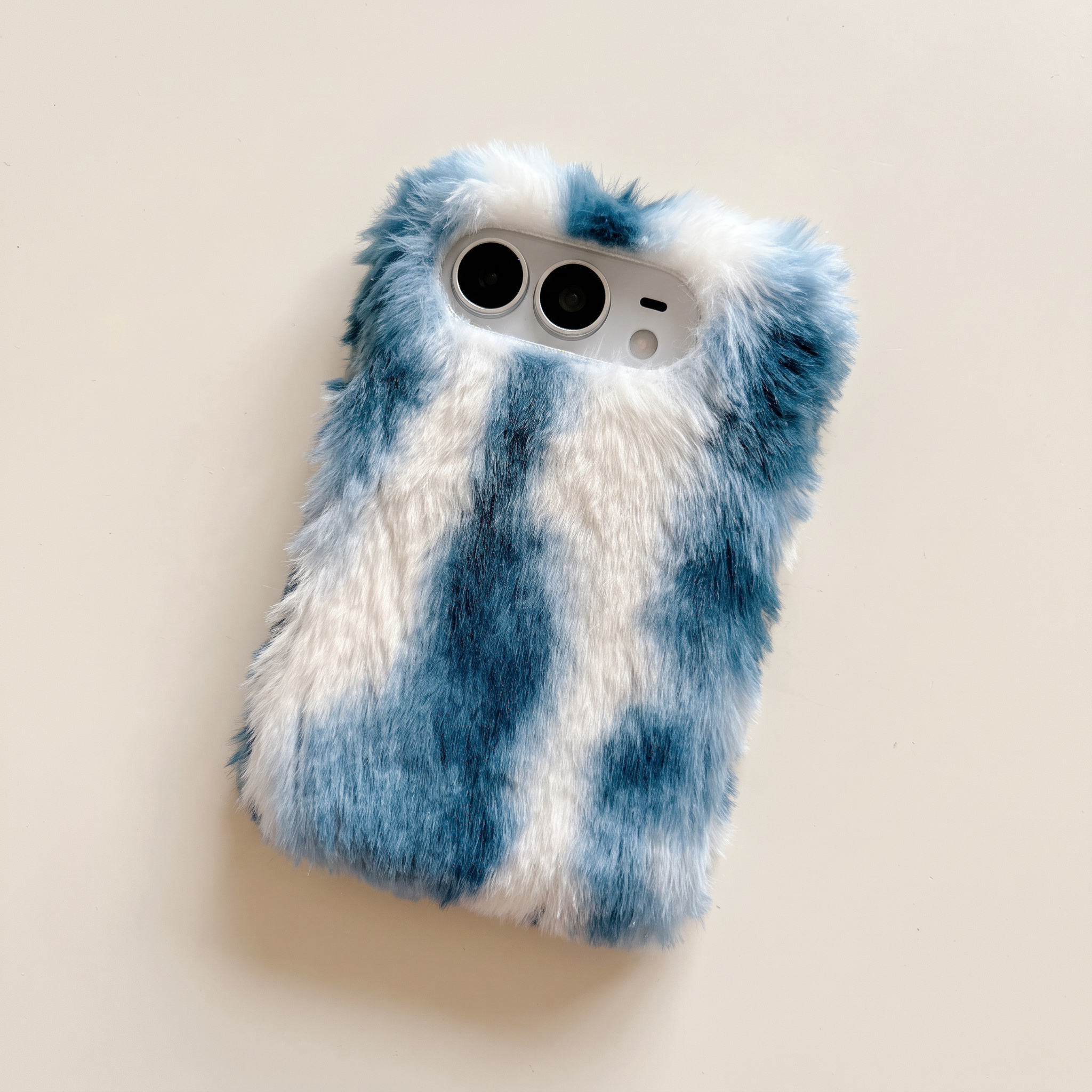 IPHONE Fluffy Tie-Dye Plush Case for iPhone Duo | Soft Cute Foldable Cover