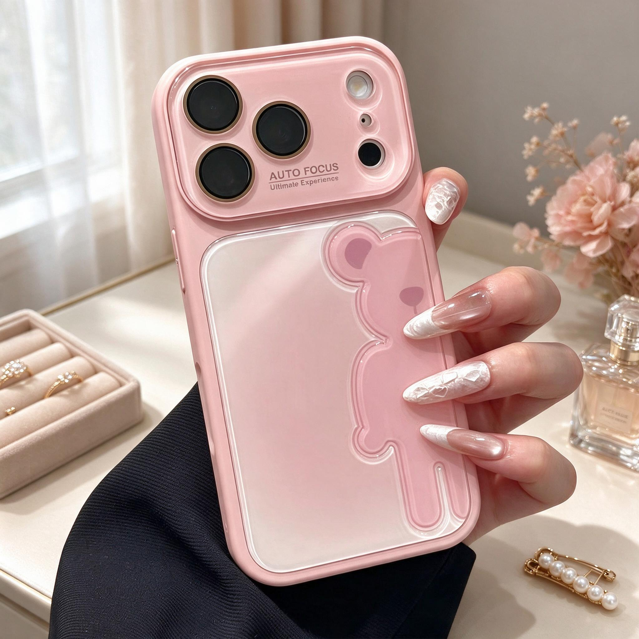 IPHONE gradient 3D Little Bear Camera-Window Phone Case
