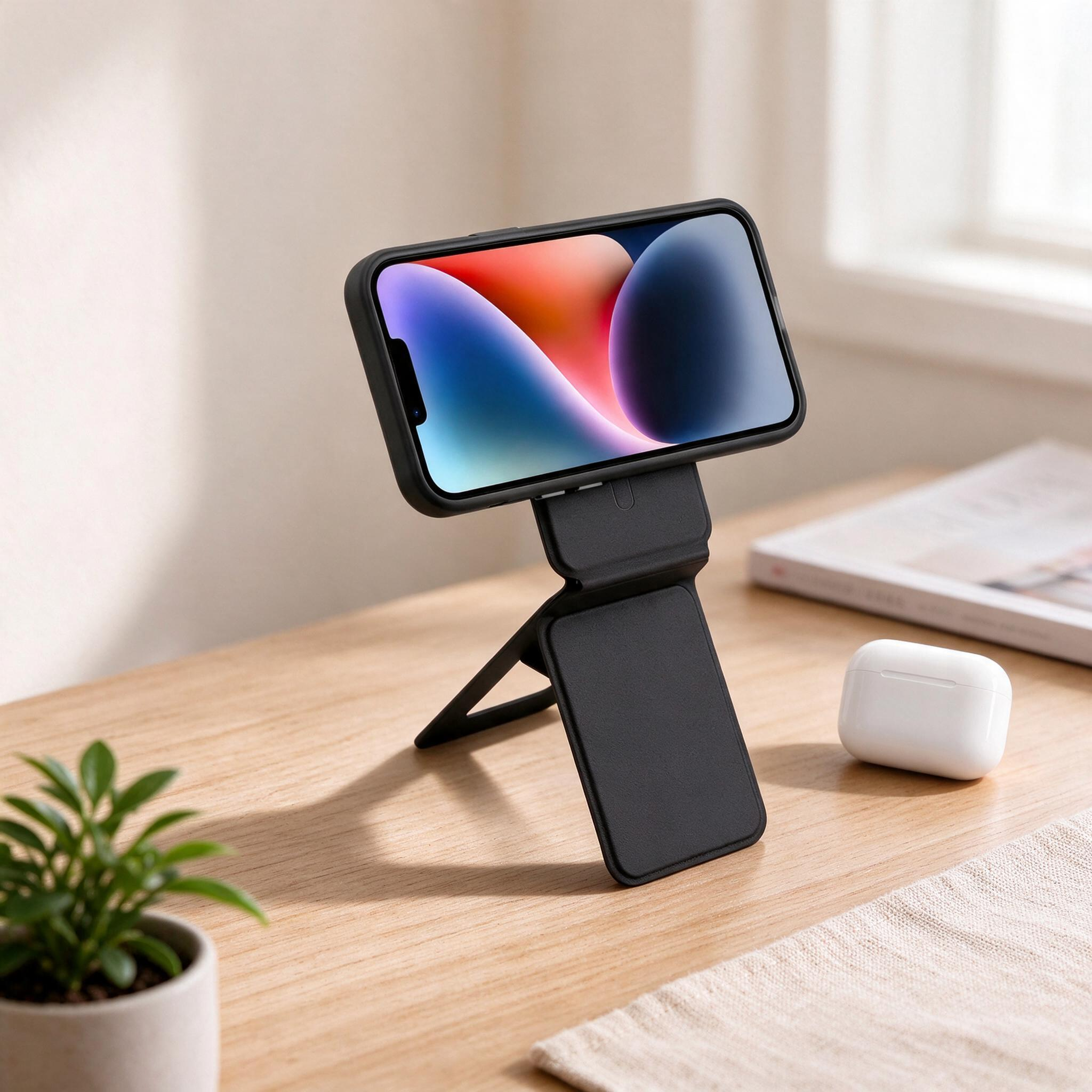 IPhone 2-in-1 MagSafe Leather Card Holder & Foldable IPhone Kickstand