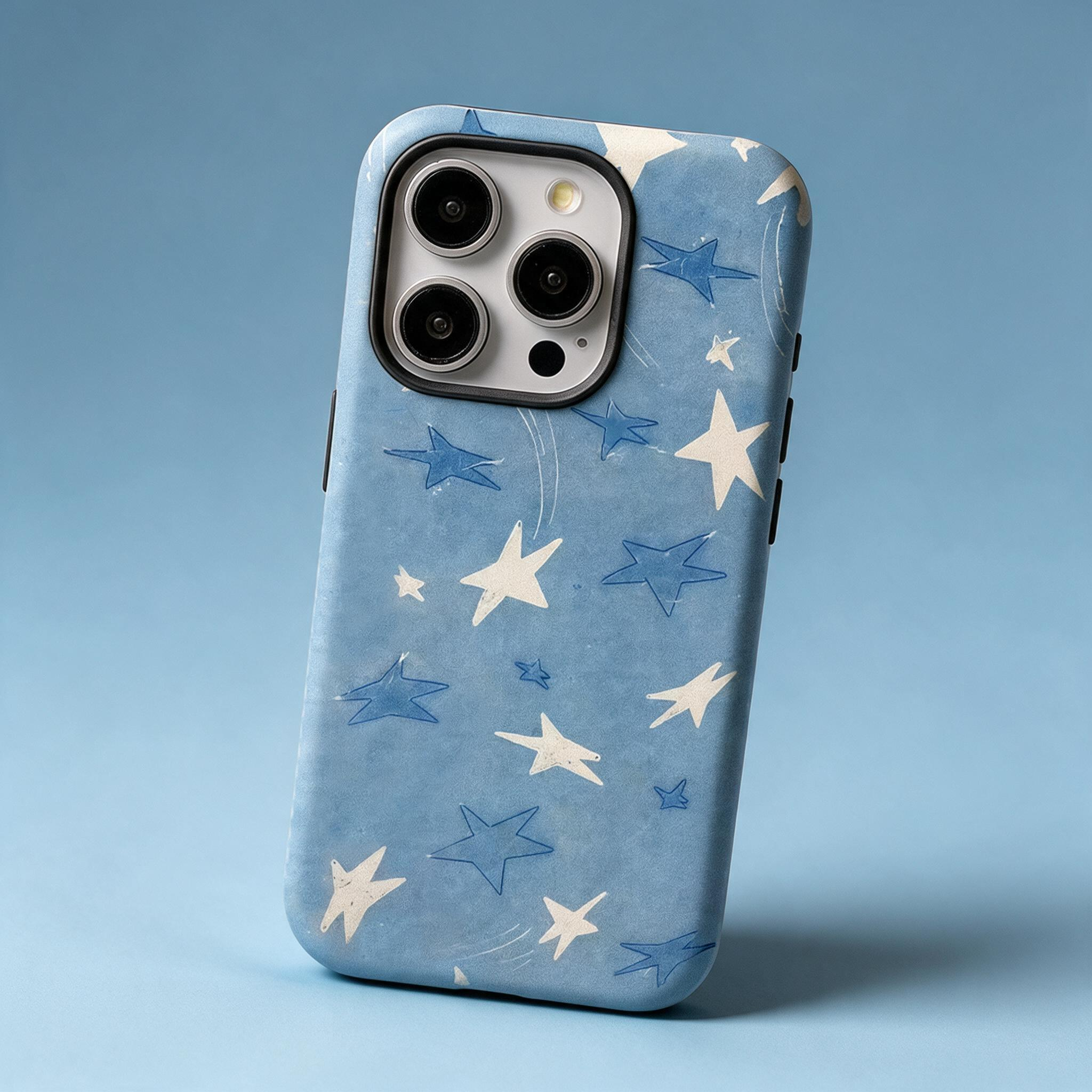 IPHONE dreamy Blue Shooting Star Phone Cover, Whimsical Hand Drawn Star Design