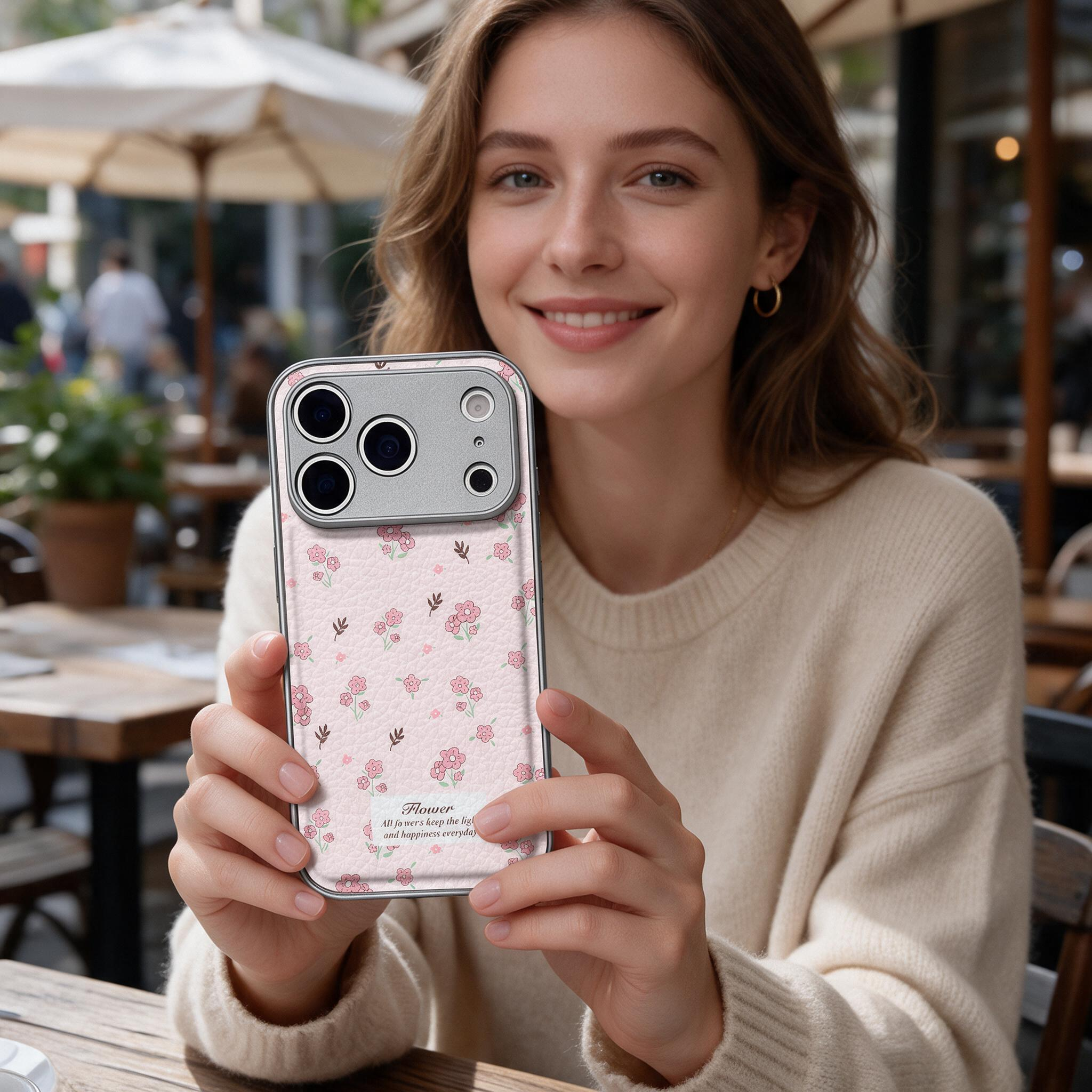 IPHONE Soft Pink Tiny Floral Leather Texture iPhone Case