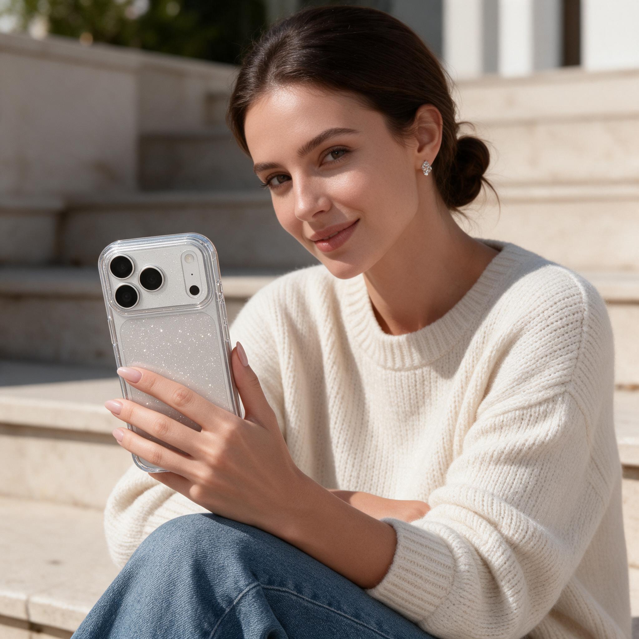  IPHONE Women's Stylish Shockproof  Case | Glitter Transparent Case