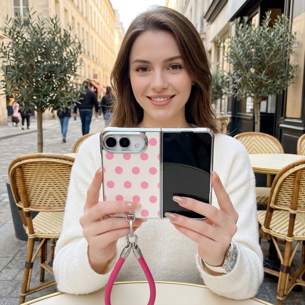 IPHONE Polka Dot Open Style Case for iPhone Duo | With Leather Wrist Strap