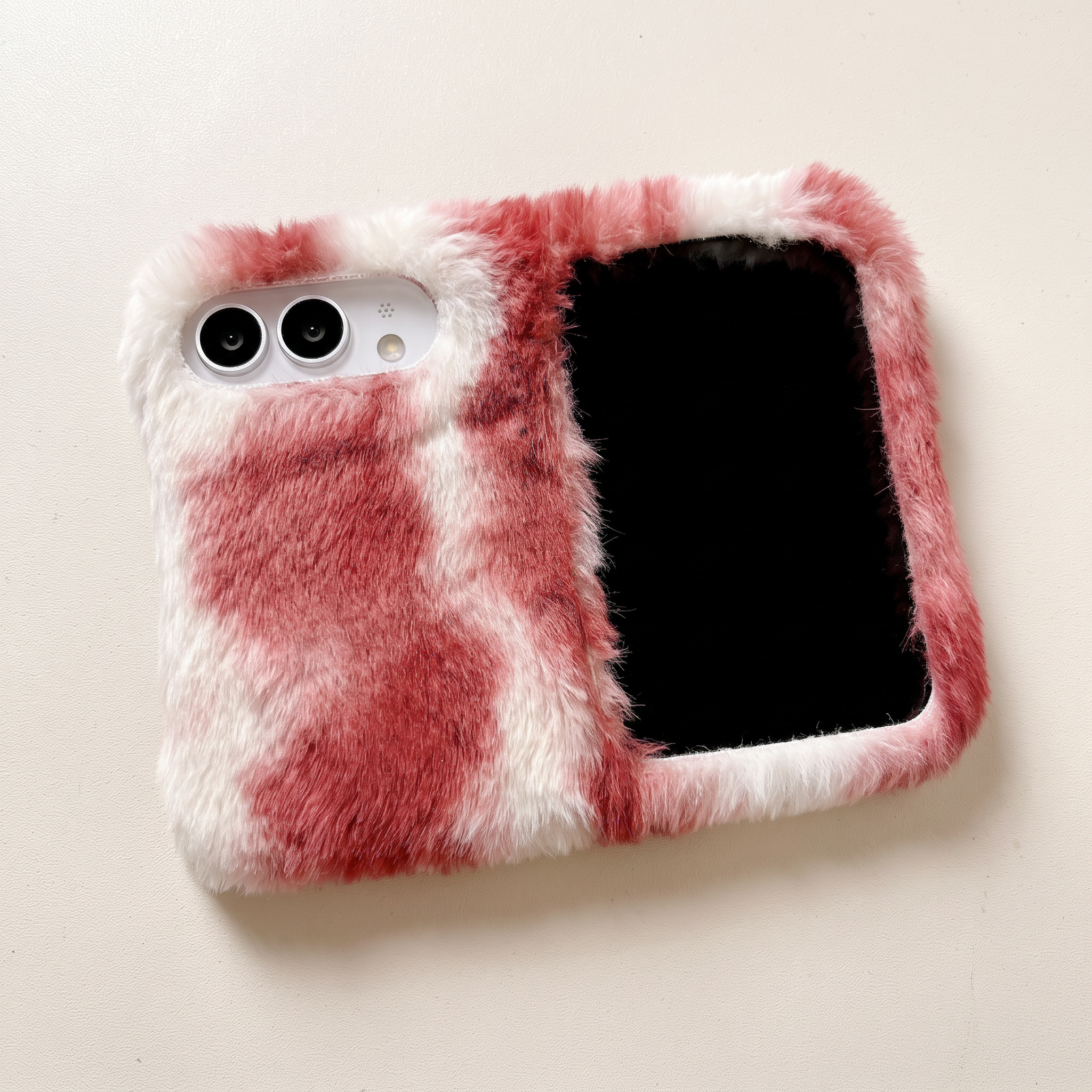 IPHONE Fluffy Tie-Dye Plush Case for iPhone Duo | Soft Cute Foldable Cover