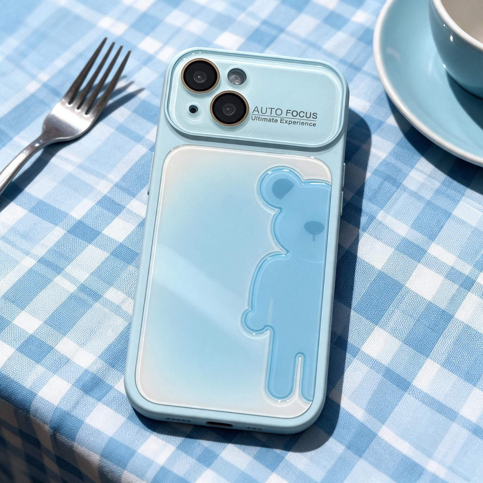 IPHONE gradient 3D Little Bear Camera-Window Phone Case