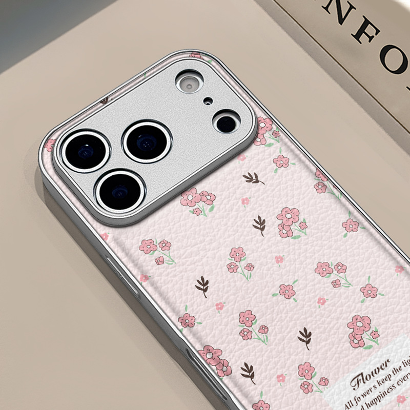 IPHONE Soft Pink Tiny Floral Leather Texture iPhone Case