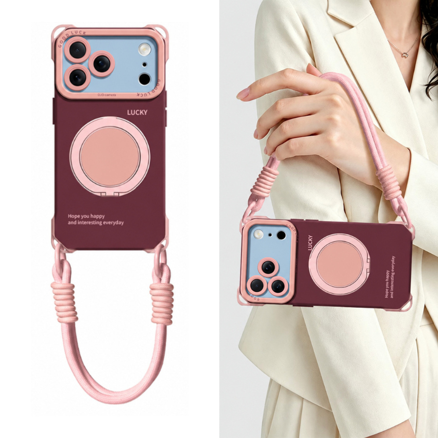 IPHONE vintage-Style Phone Case with Built-in Foldable Vanity Mirror