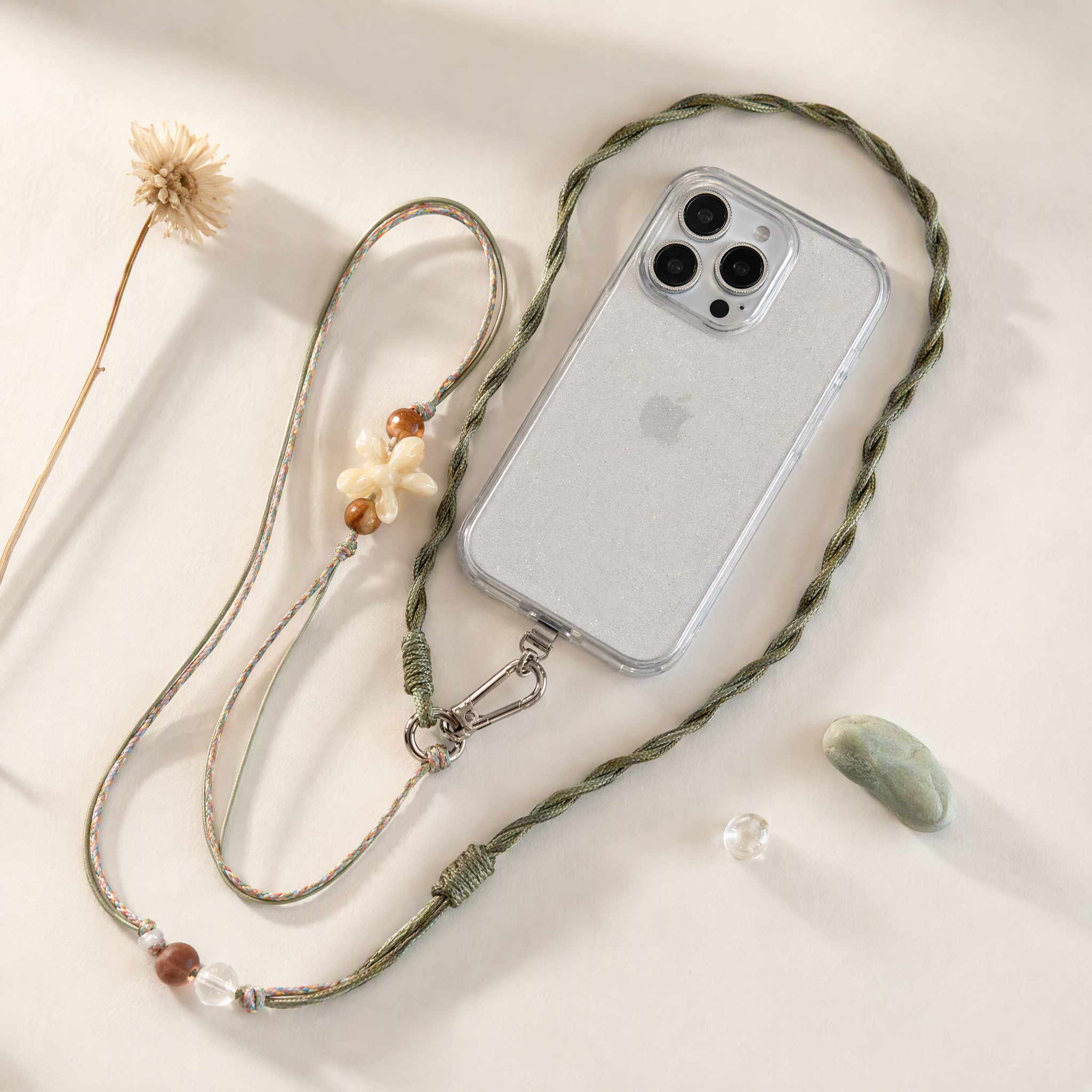 Handwoven Floral Crossbody Phone Strap