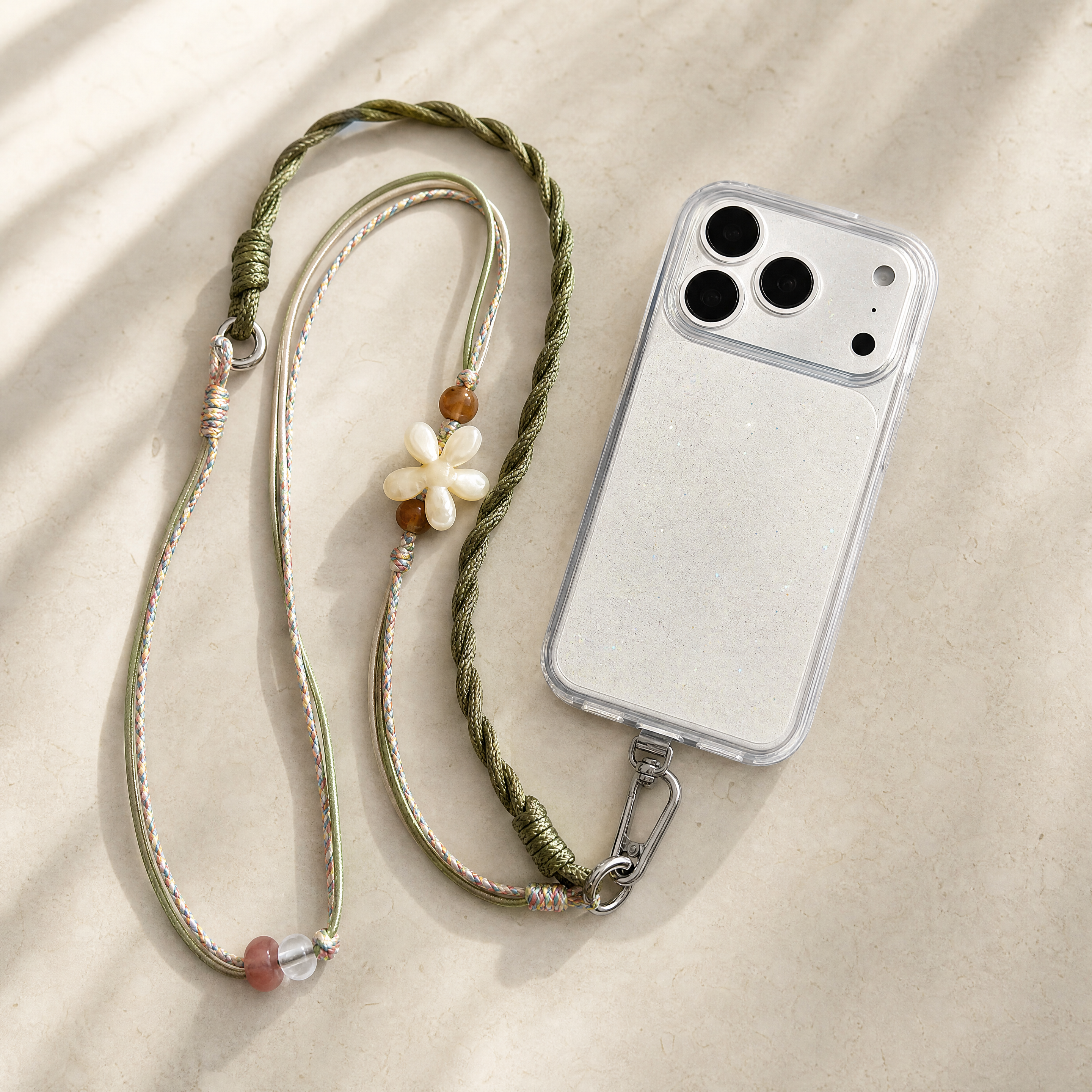 Handwoven Floral Crossbody Phone Strap