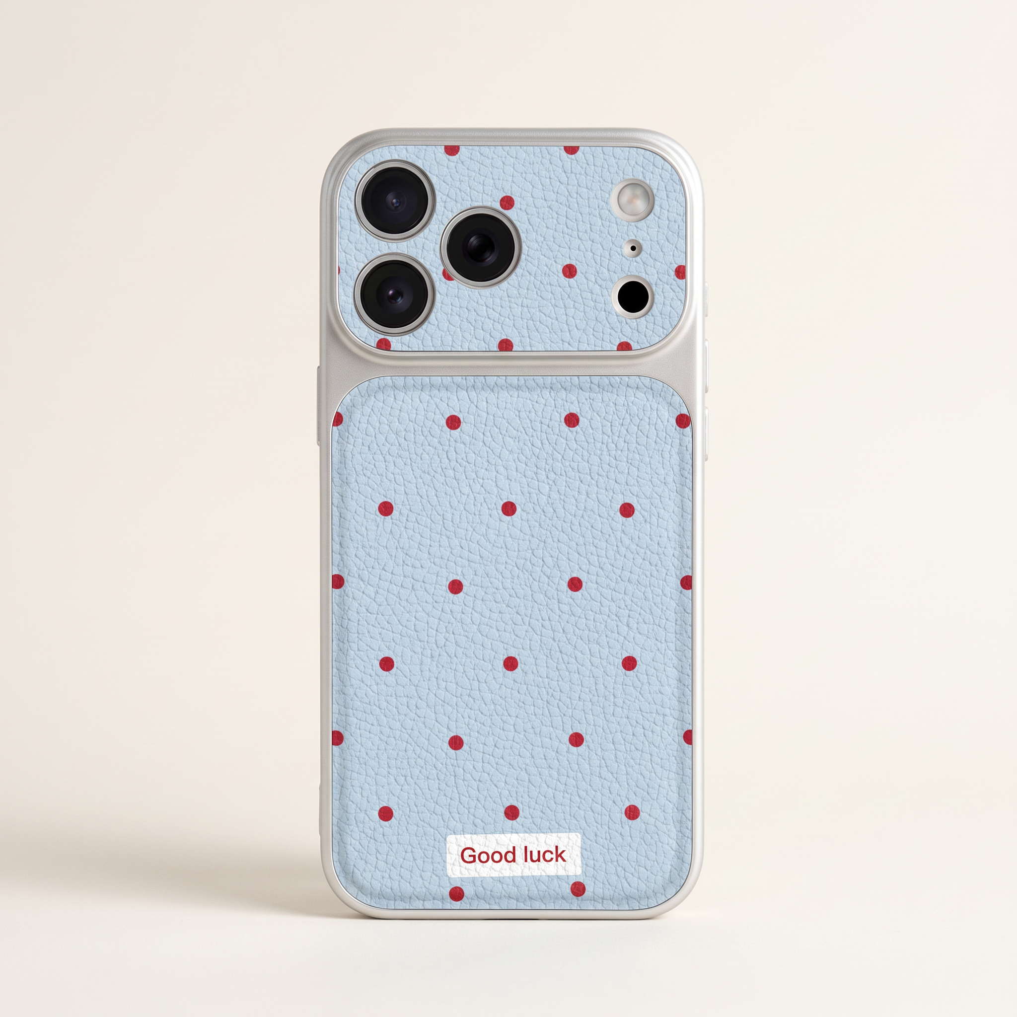 IPHONE Light Blue Polka Dot  Case | Good Luck Faux Leather Cover