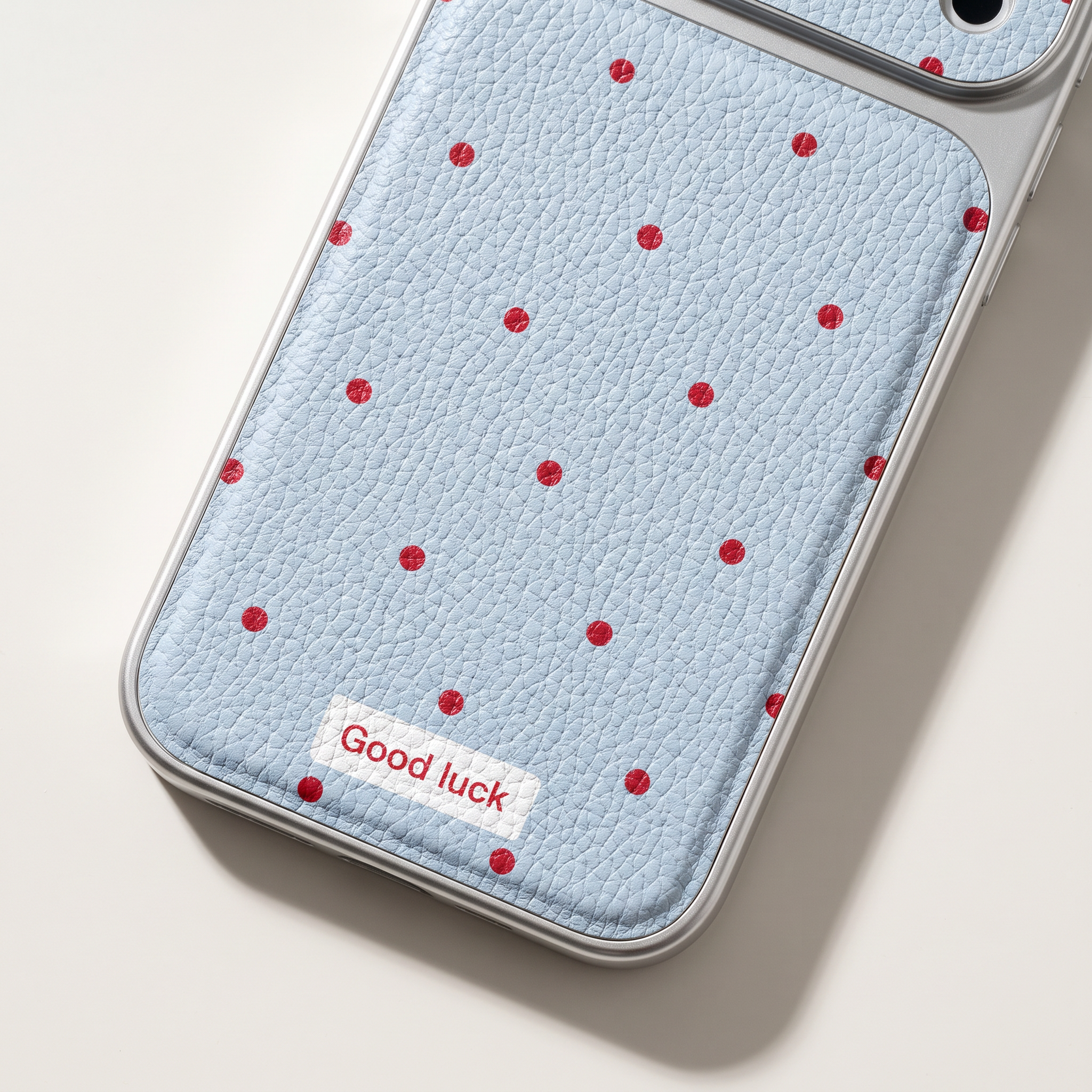 IPHONE Light Blue Polka Dot  Case | Good Luck Faux Leather Cover