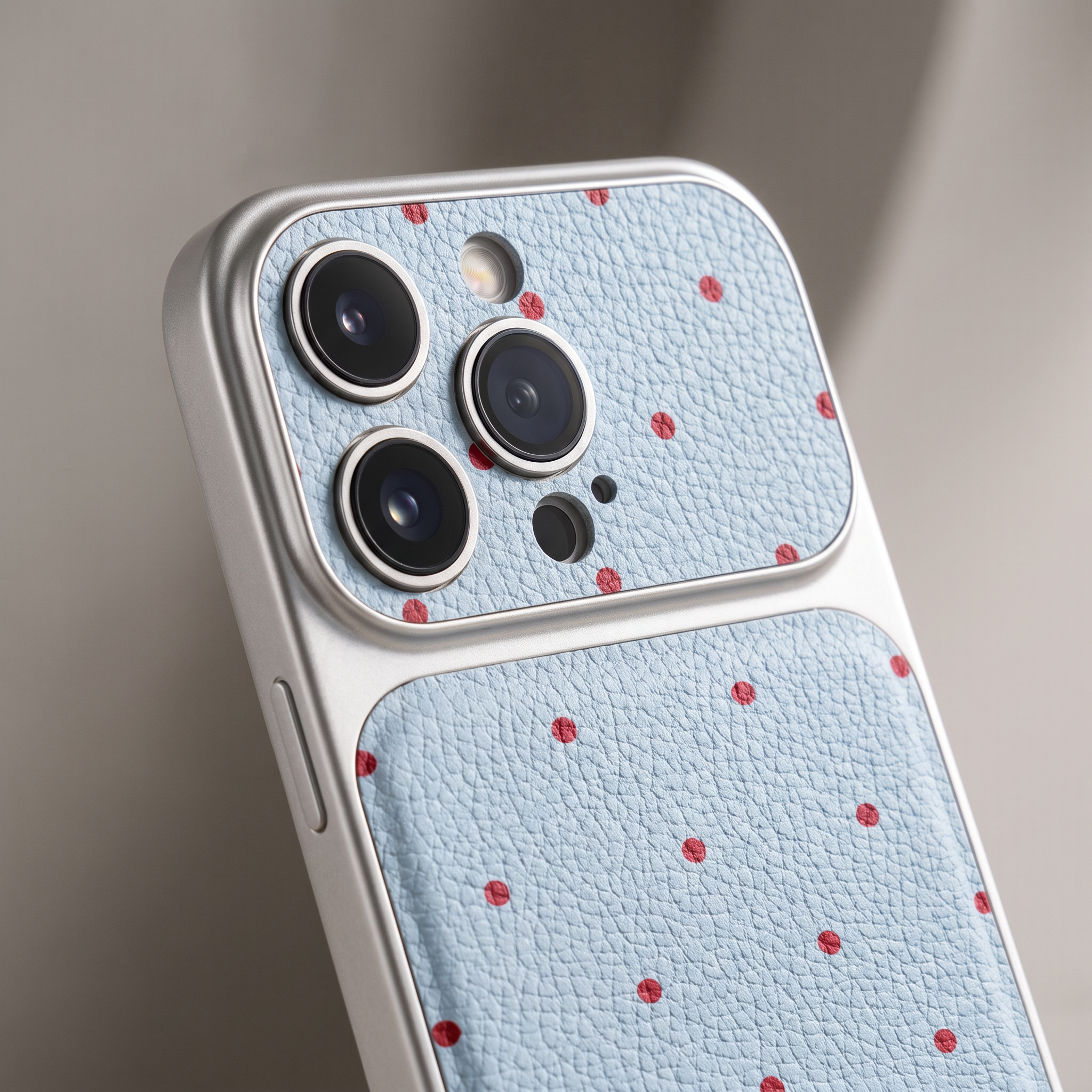 IPHONE Light Blue Polka Dot  Case | Good Luck Faux Leather Cover