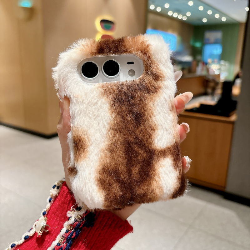 IPHONE Fluffy Tie-Dye Plush Case for iPhone Duo | Soft Cute Foldable Cover
