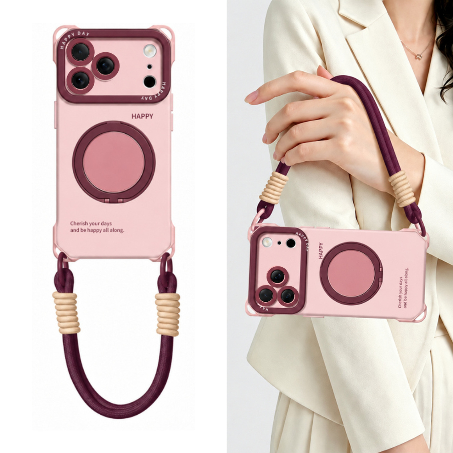 IPHONE vintage-Style Phone Case with Built-in Foldable Vanity Mirror