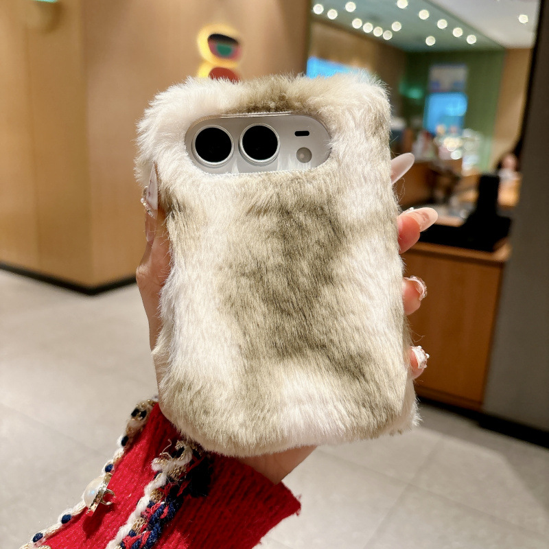 IPHONE Fluffy Tie-Dye Plush Case for iPhone Duo | Soft Cute Foldable Cover