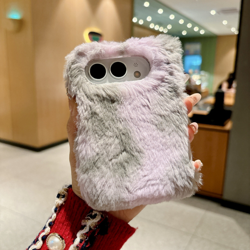 IPHONE Fluffy Tie-Dye Plush Case for iPhone Duo | Soft Cute Foldable Cover