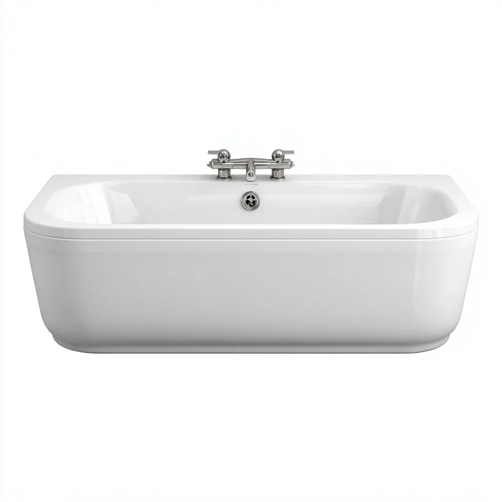 Vasca da bagno in acrilico 160×78×55 cm - bianco e cromo - profilo essenziale per bagno-Rovoraiostudio