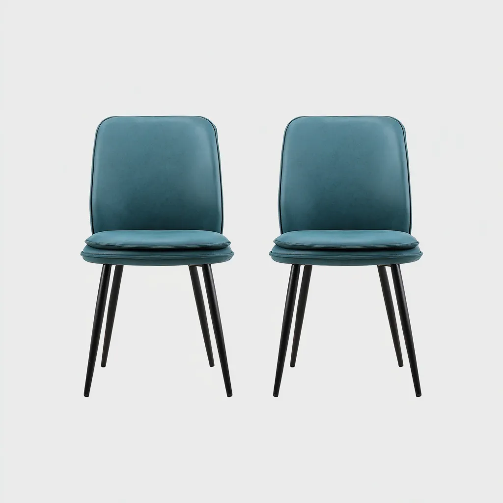 Sedia da pranzo 48×53×86 cm - tessuto blu petrolio e metallo nero - linea essenziale imbottita-Rovoraiostudio