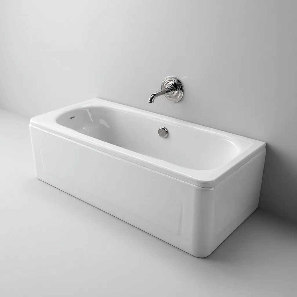 Vasca rettangolare in acrilico 160×75×58 cm - bianco - struttura compatta per installazione a parete-Rovoraiostudio