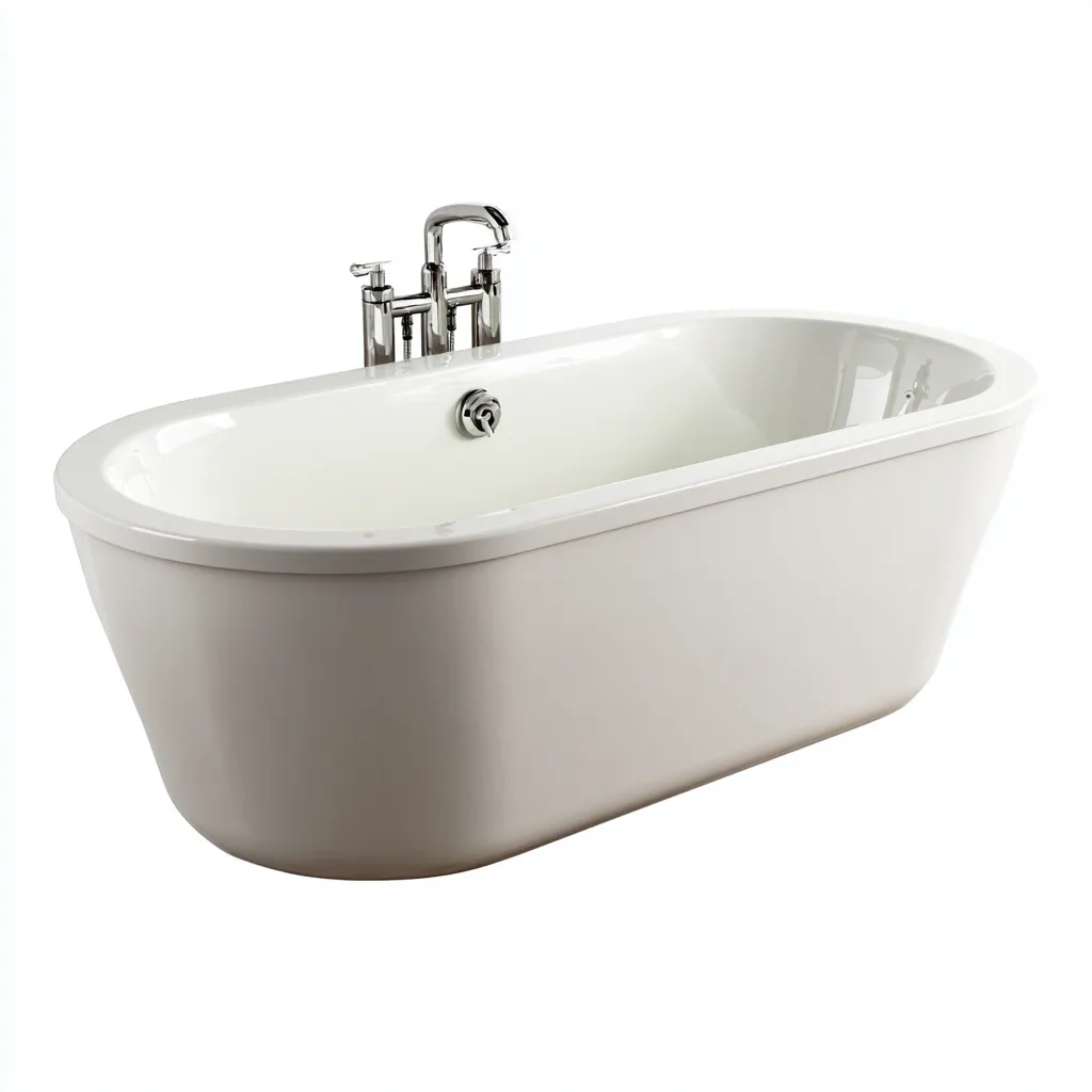 Vasca da bagno in acrilico 170×75×58 cm - bianco e cromo - design freestanding per bagno-Rovoraiostudio