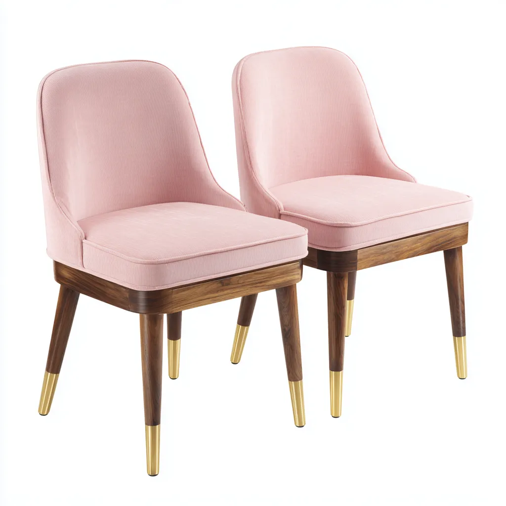 Set 2 sedie da pranzo 50×57×86 cm - tessuto rosa e legno marrone - stile contemporaneo-Rovoraiostudio