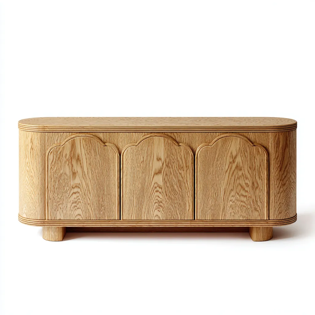 Credenza in legno 140×42×75 cm - naturale - stile curvo per sala da pranzo-Rovoraiostudio