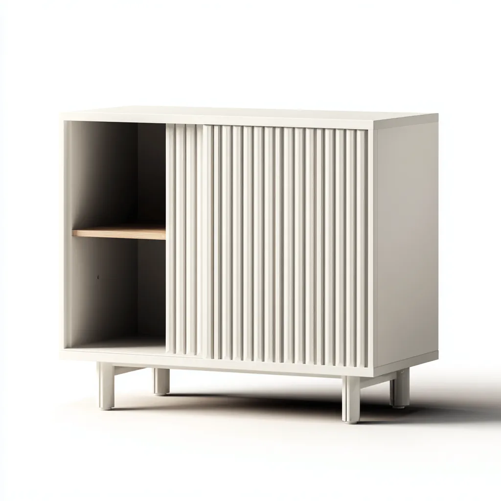 Credenza 100×40×82 cm - bianco - vano aperto e frontale scanalato moderno-Rovoraiostudio