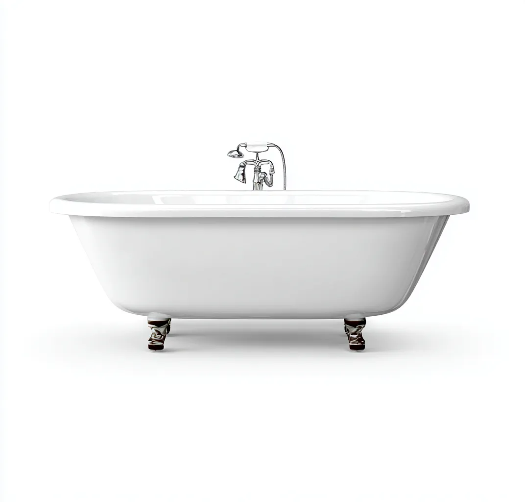 Vasca freestanding in acrilico 170×78×65 cm - bianco - profilo classico con piedini-Rovoraiostudio