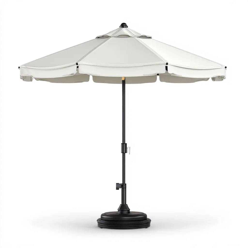 Ombrellone da sole per esterni 290×290×248 cm - bianco grigio - con base e manovella-Rovoraiostudio