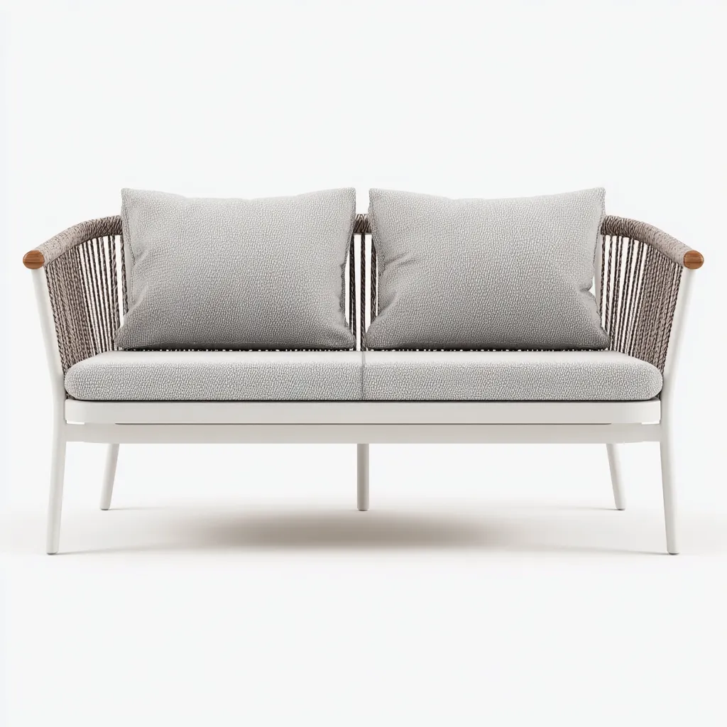 Divano da esterno in alluminio 180×75×80 cm - bianco e grigio chiaro - stile moderno per giardino-Rovoraiostudio