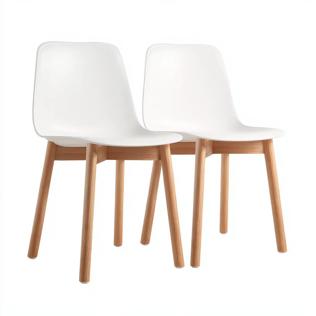Set di 2 sedie da pranzo 47×52×80 cm - bianco e marrone - design compatto con schienale curvo-Kavexnest