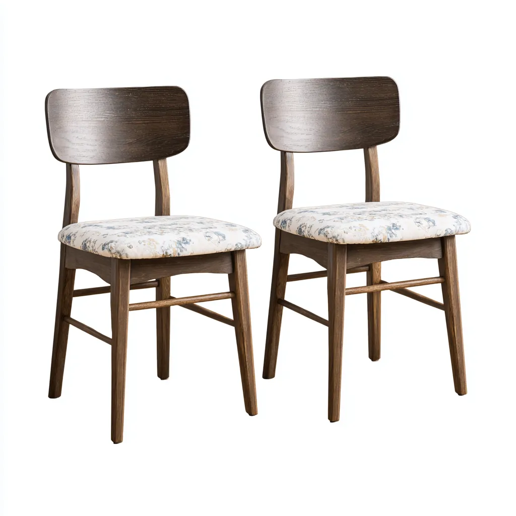 Sedia da pranzo 47×52×81 cm - marrone e beige - legno e tessuto imbottito per sala da pranzo moderna-Kavexnest