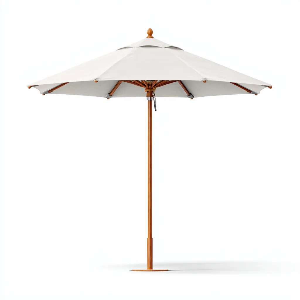 Ombrellone da sole per esterni 290×290×250 cm - bianco e marrone - apertura a catena-Kavexnest
