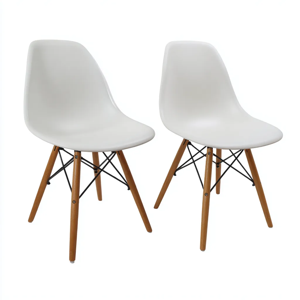 Sedia da pranzo 49×54×83 cm - bianco e naturale - set da 2 con profilo ergonomico-Kavexnest