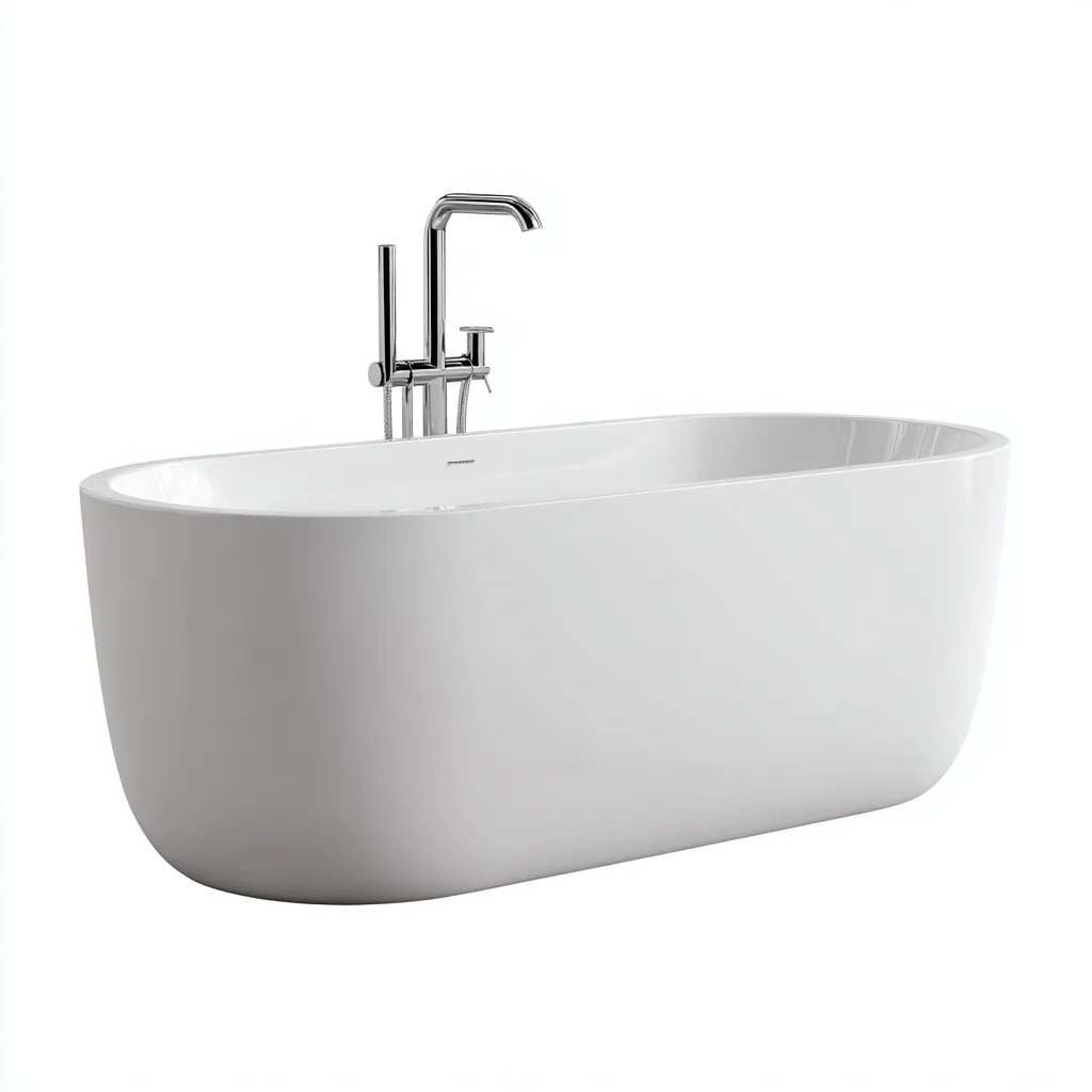 Vasca freestanding in acrilico 165×76×57 cm - bianco - profilo rettangolare arrotondato-Kavexnest