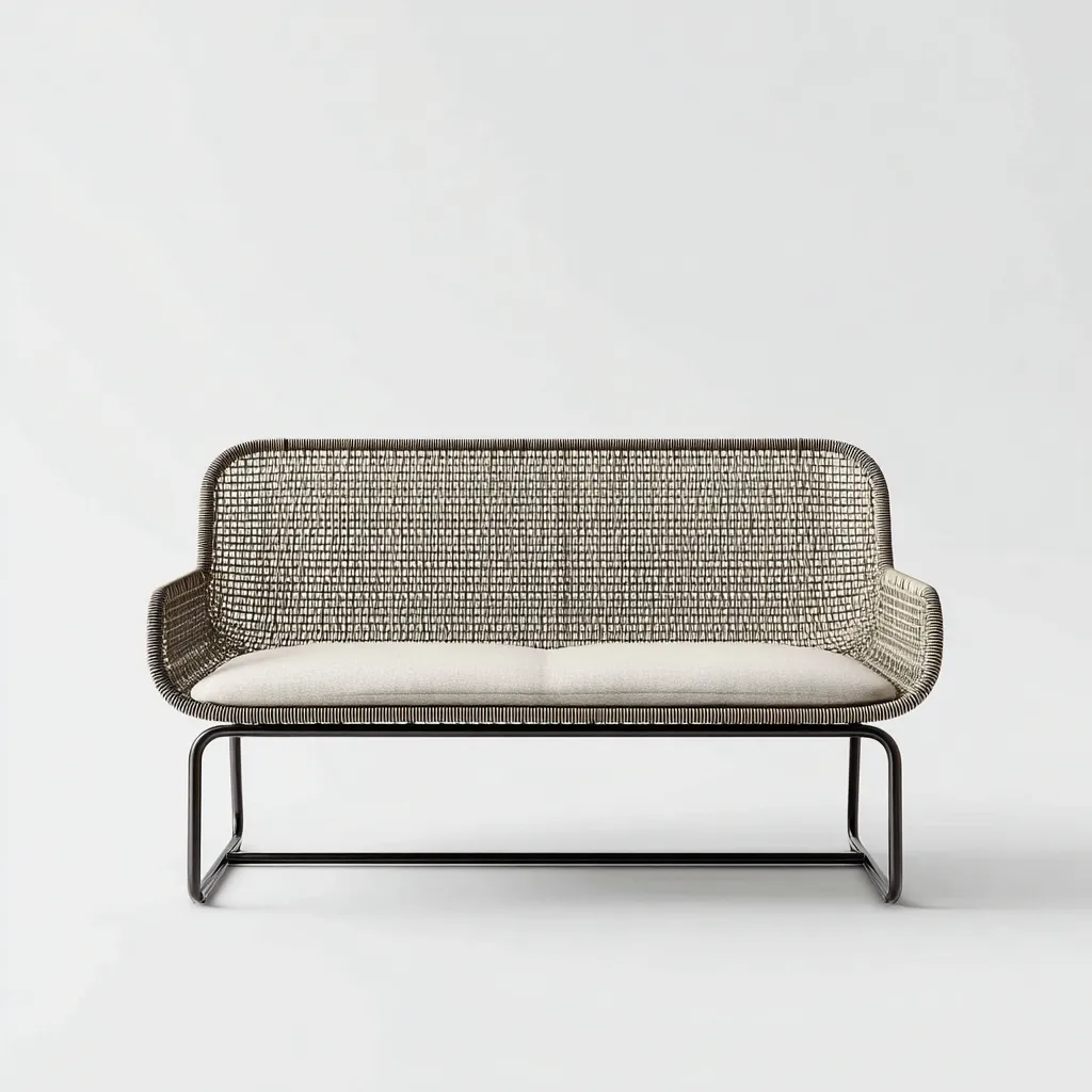 Divano Da Esterno 148×72×78 cm - tortora e avorio - metallo intrecciato - per terrazza-Kavexnest