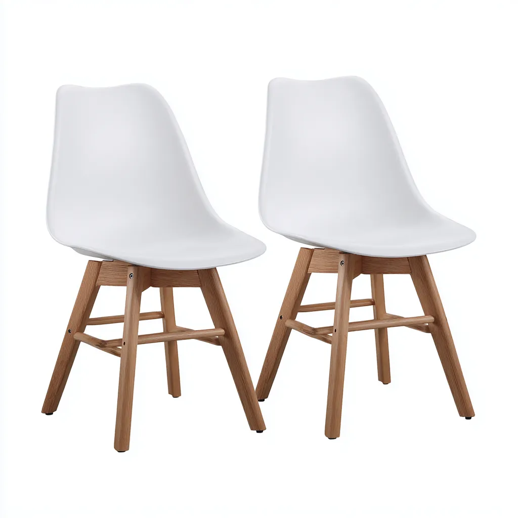 Set di 2 sedie da pranzo 48×53×82 cm - bianco e marrone - seduta sagomata stile nordico-Kavexnest