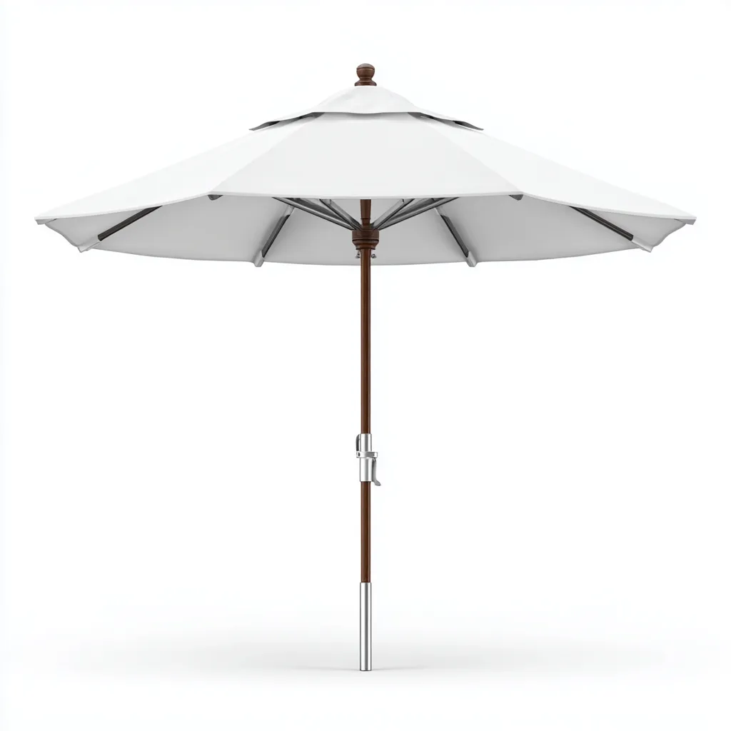 Ombrellone da sole per esterni 300×300×265 cm - bianco marrone - palo centrale con apertura manuale-Kavexnest