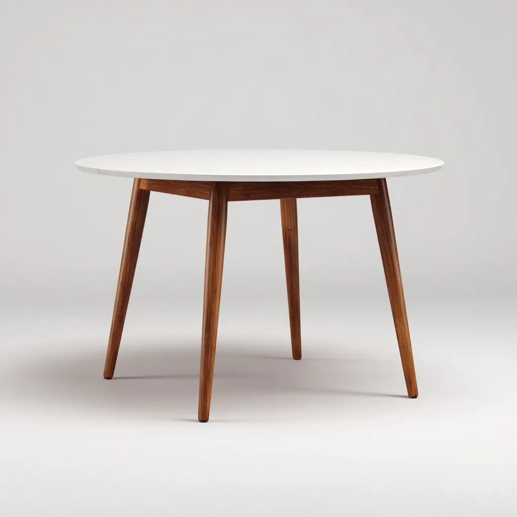 Tavolo da pranzo rotondo 130×130×75 cm - legno marrone scuro - stile contemporaneo essenziale-Kavexnest