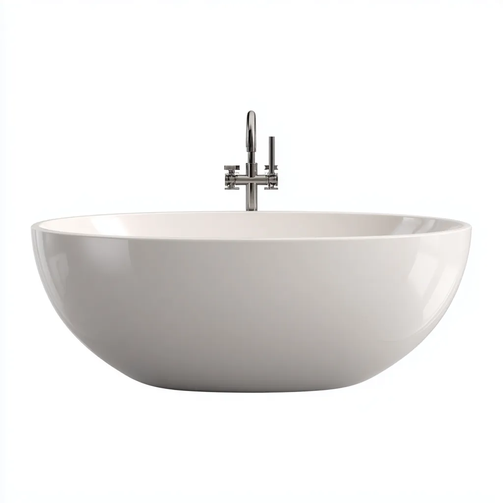 Vasca freestanding 165×80×58 cm - acrilico bianco - forma ovale essenziale-Kavexnest