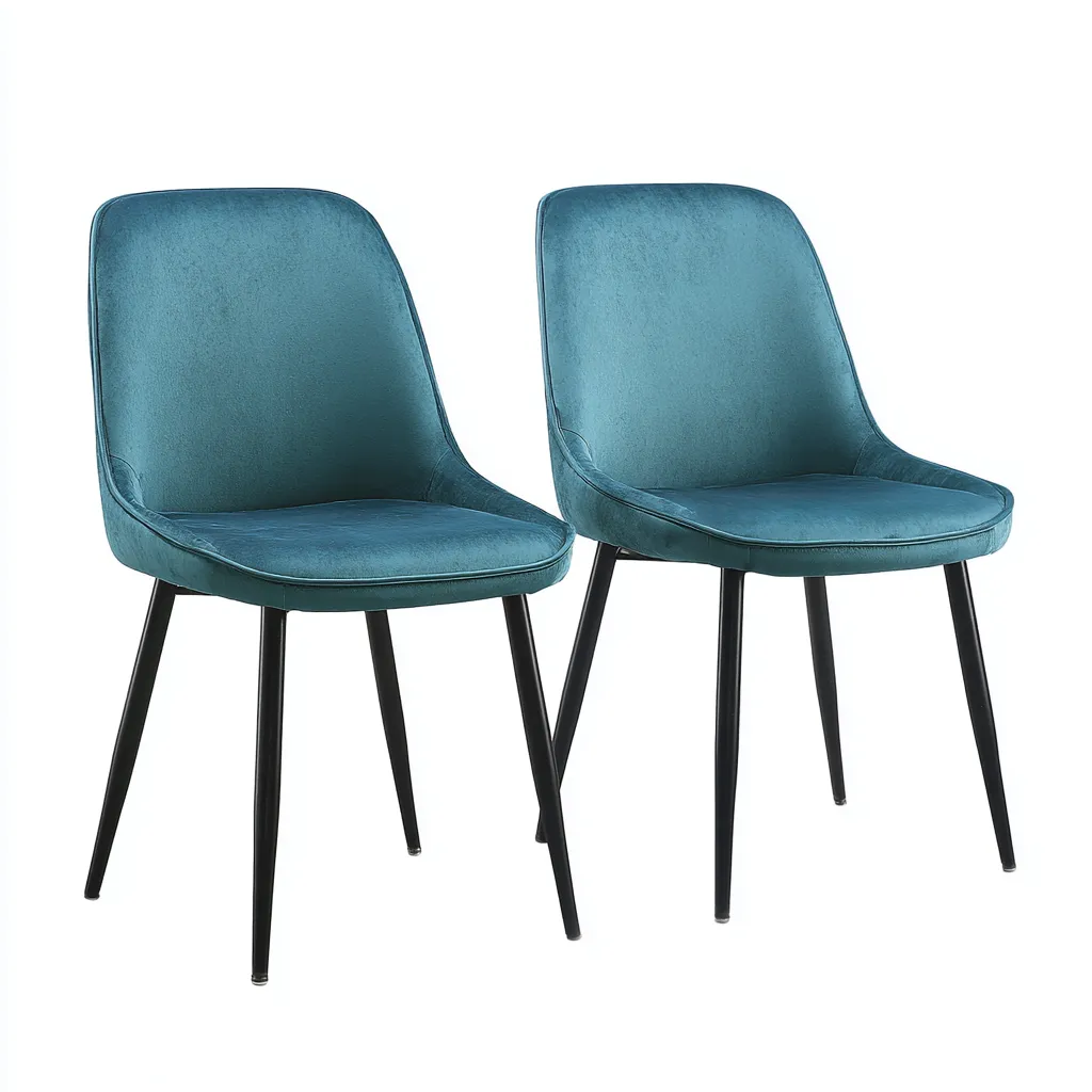 Set 2 sedie da pranzo in tessuto 54×58×84 cm - blu e nero - schienale avvolgente moderno-Kavexnest