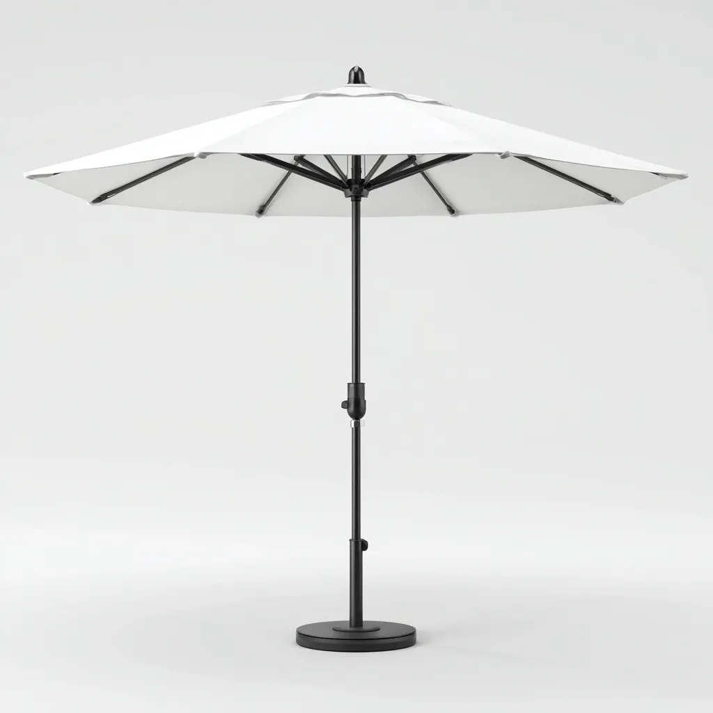 Ombrellone da sole per esterni 300×300×250 cm - bianco e nero - palo centrale regolabile per terrazza-Kavexnest