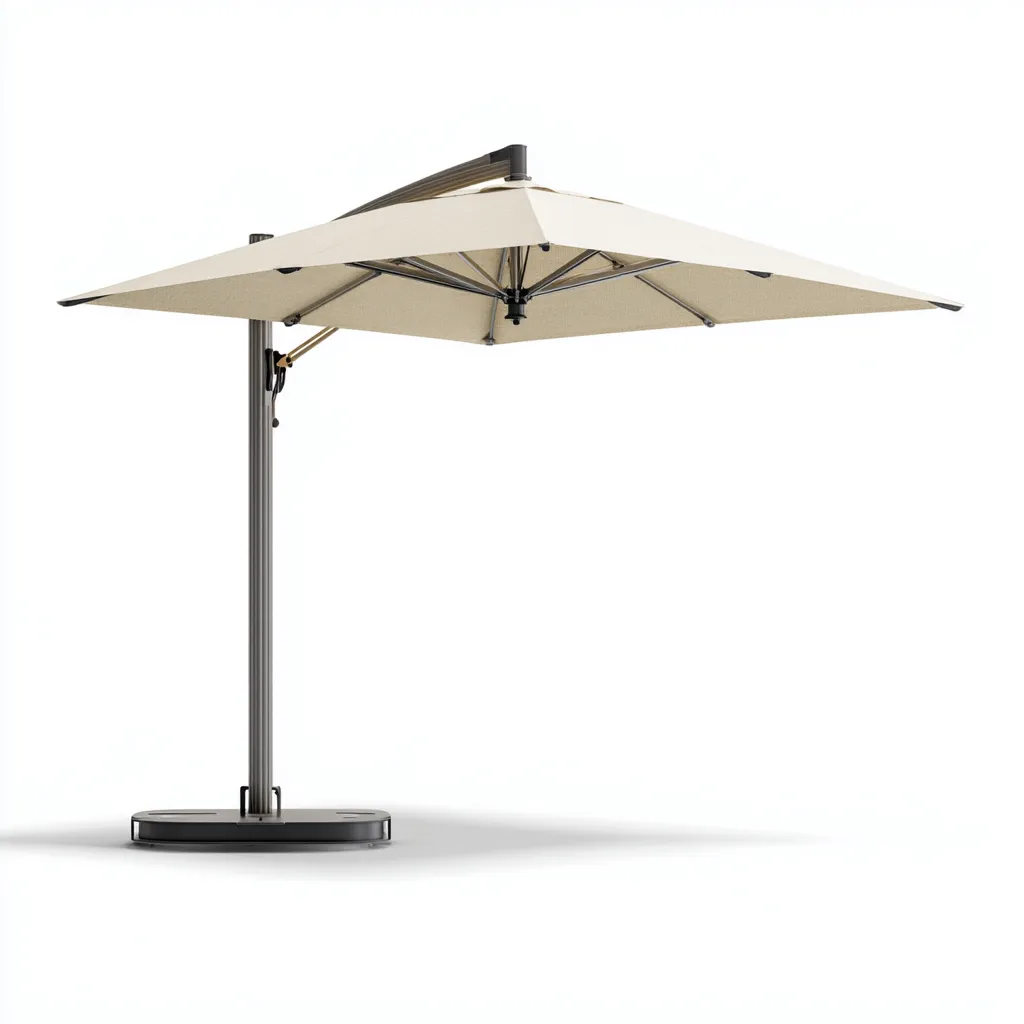 Ombrellone da sole per esterni 300×300×270 cm - beige grigio - palo laterale regolabile-Kavexnest